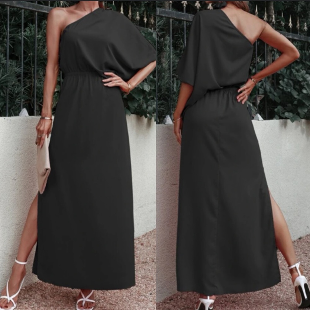 Boho one shoulder slit thigh maxi dress - Picture 12 of 13
